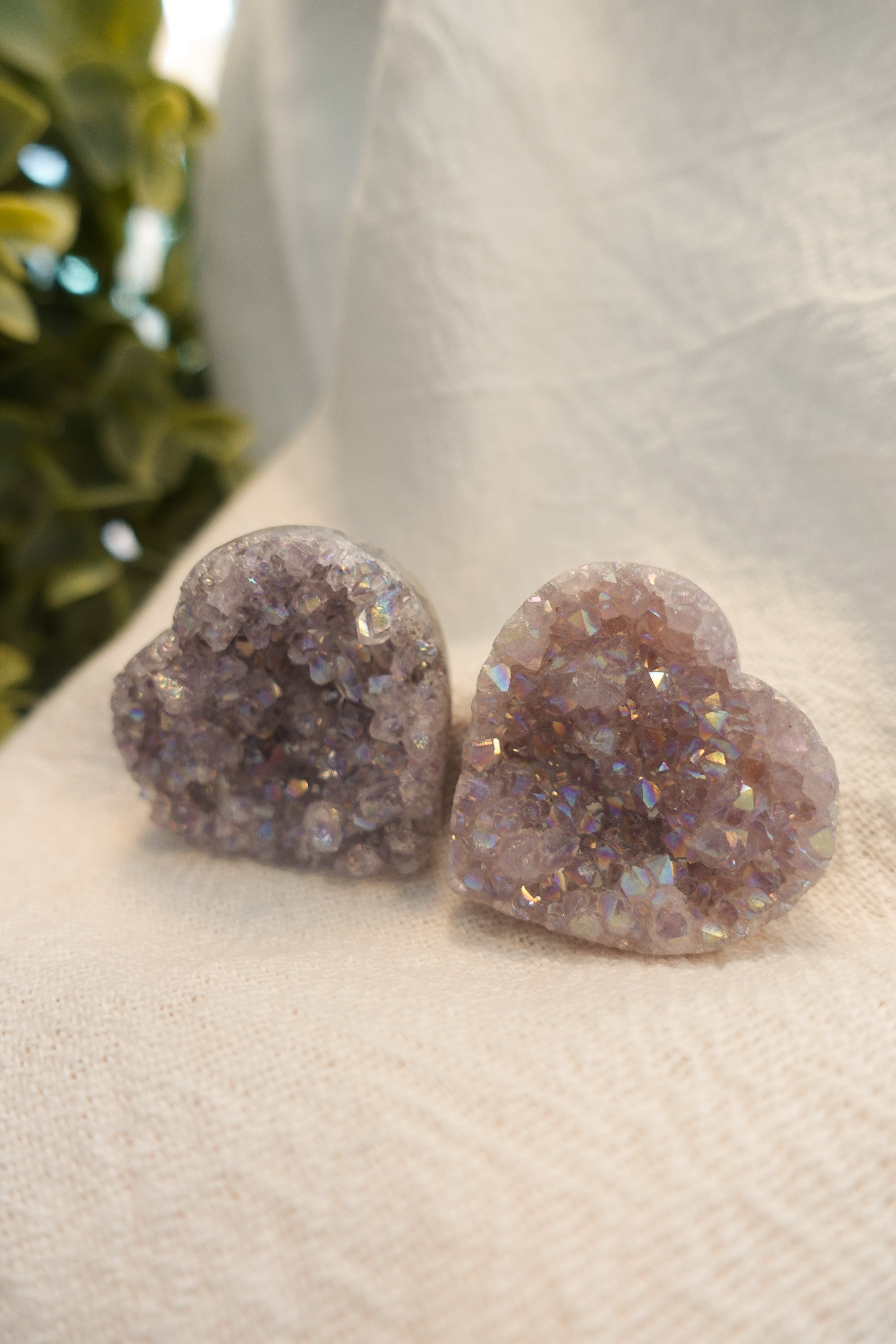 Amethyst Rainbow Raw Hearts