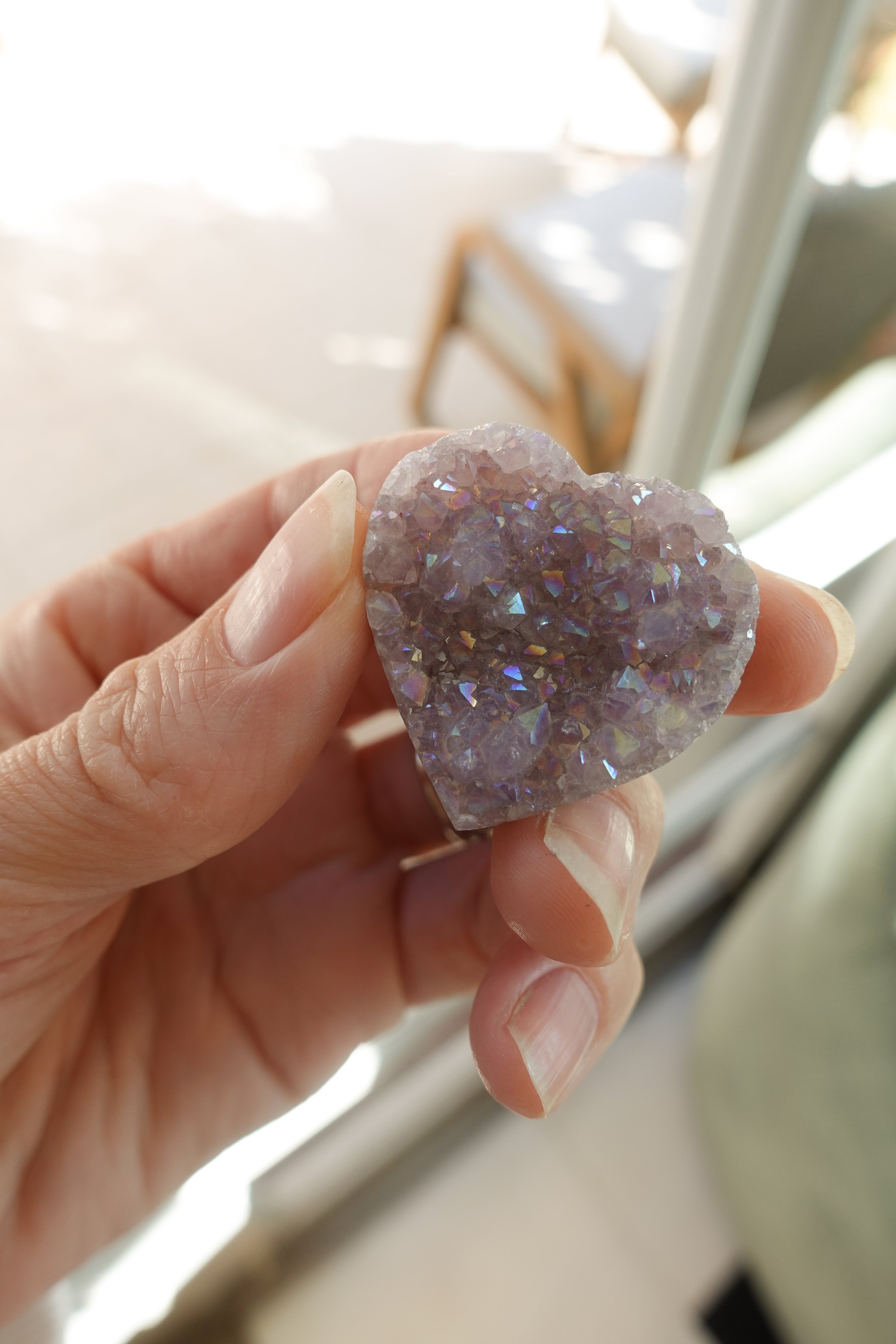 Amethyst Rainbow Raw Hearts