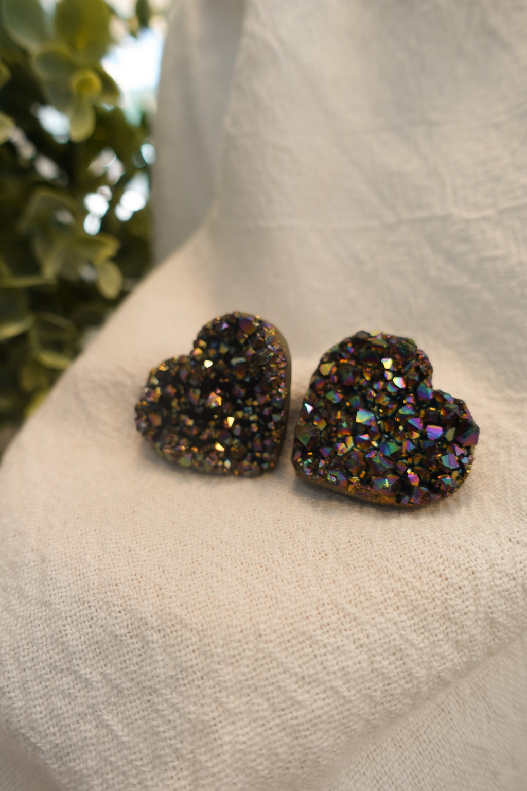 Amethyst Dark Rainbow Raw Hearts