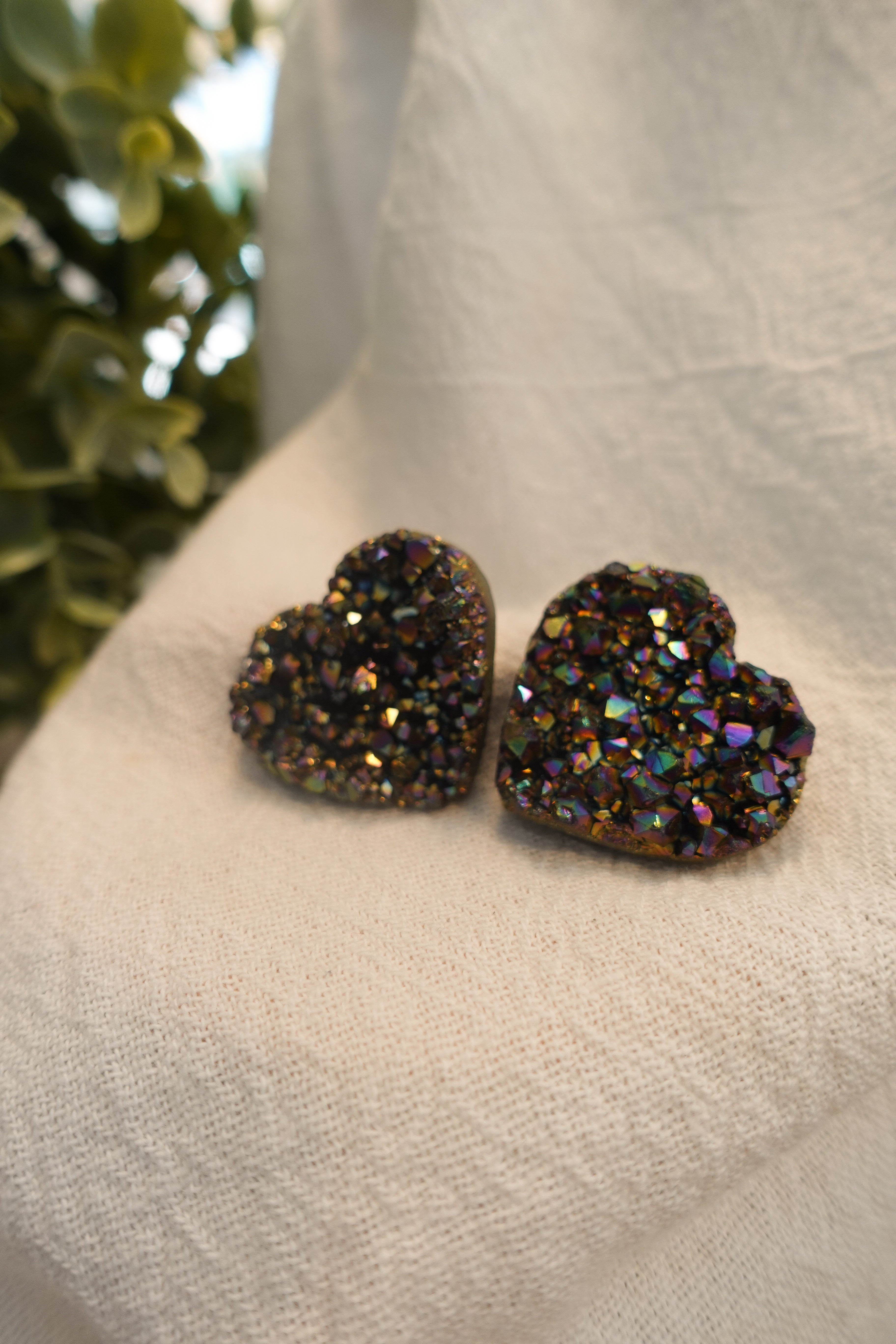 Amethyst Dark Rainbow Raw Hearts