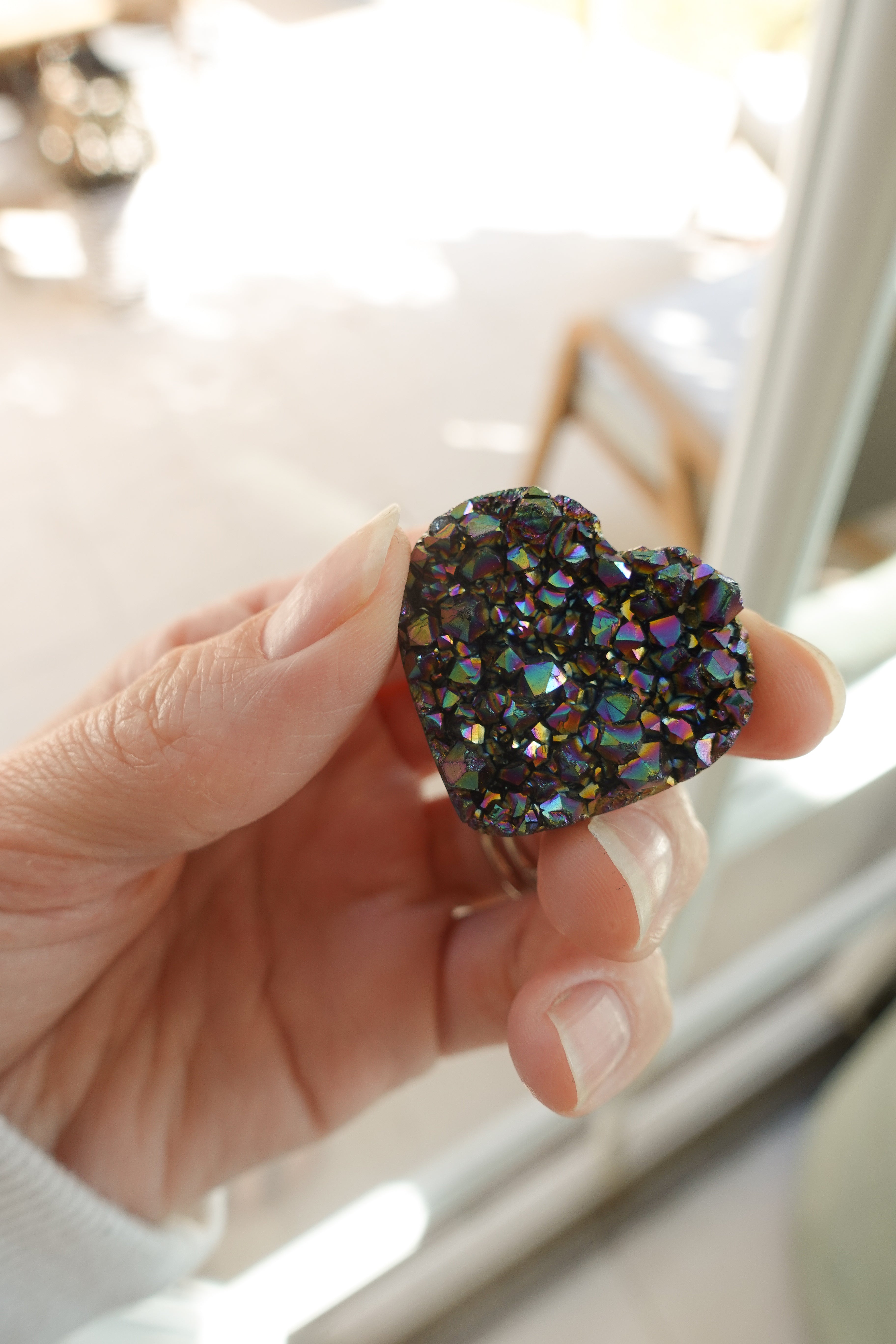 Amethyst Dark Rainbow Raw Hearts