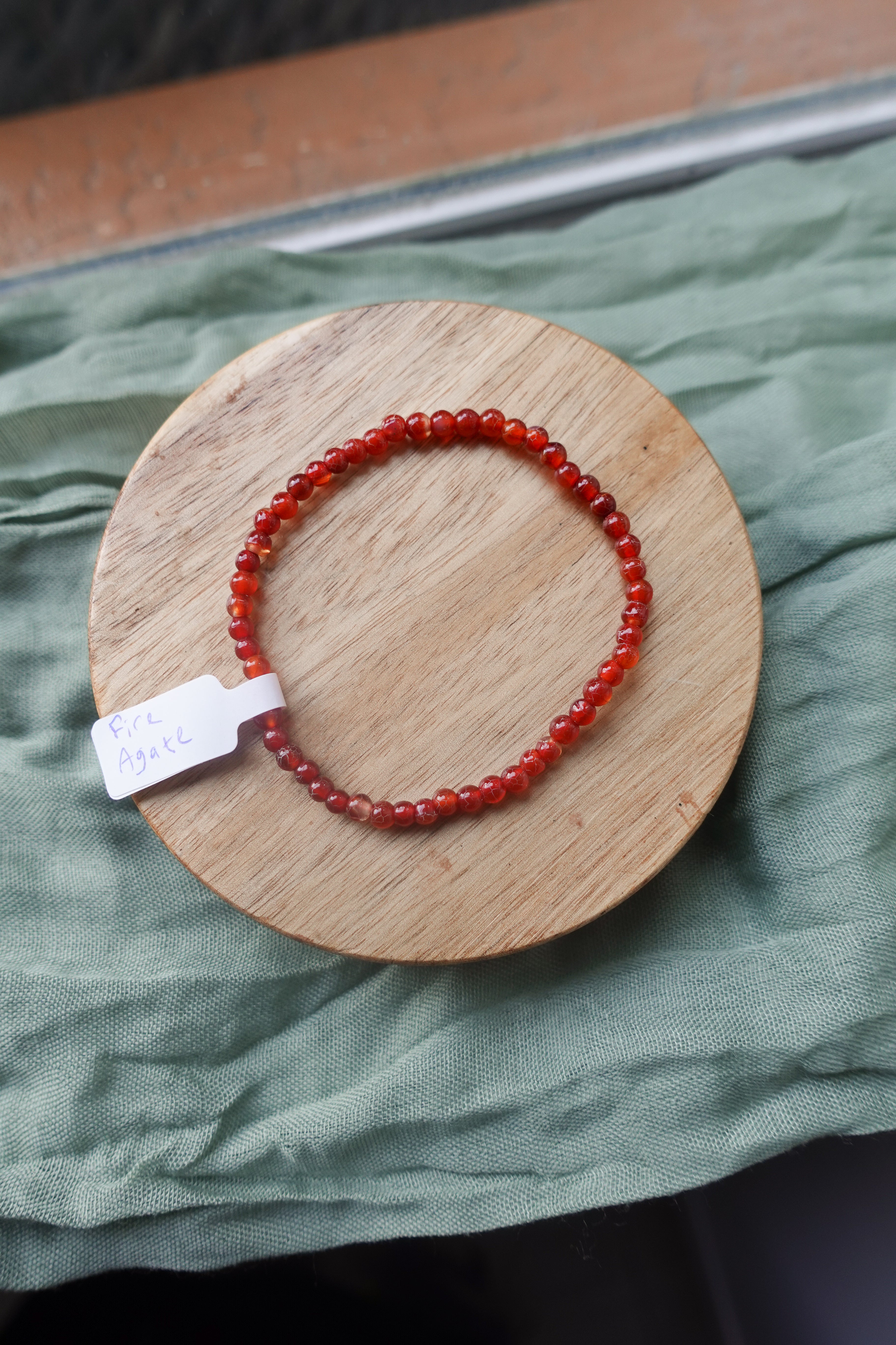 Fire Agate 4mm Bracelet