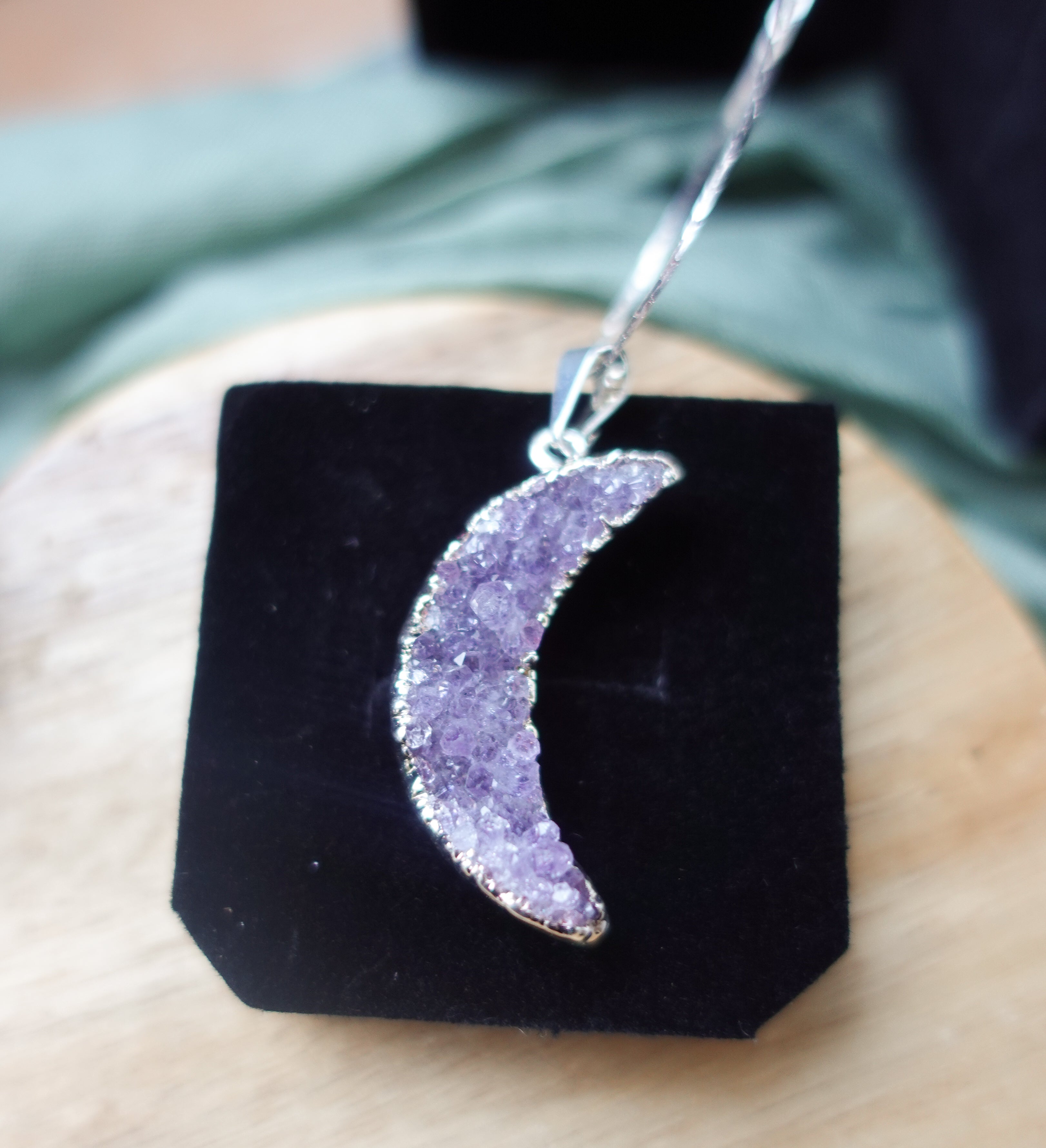 Amethyst Moon Necklace- Silver Plater