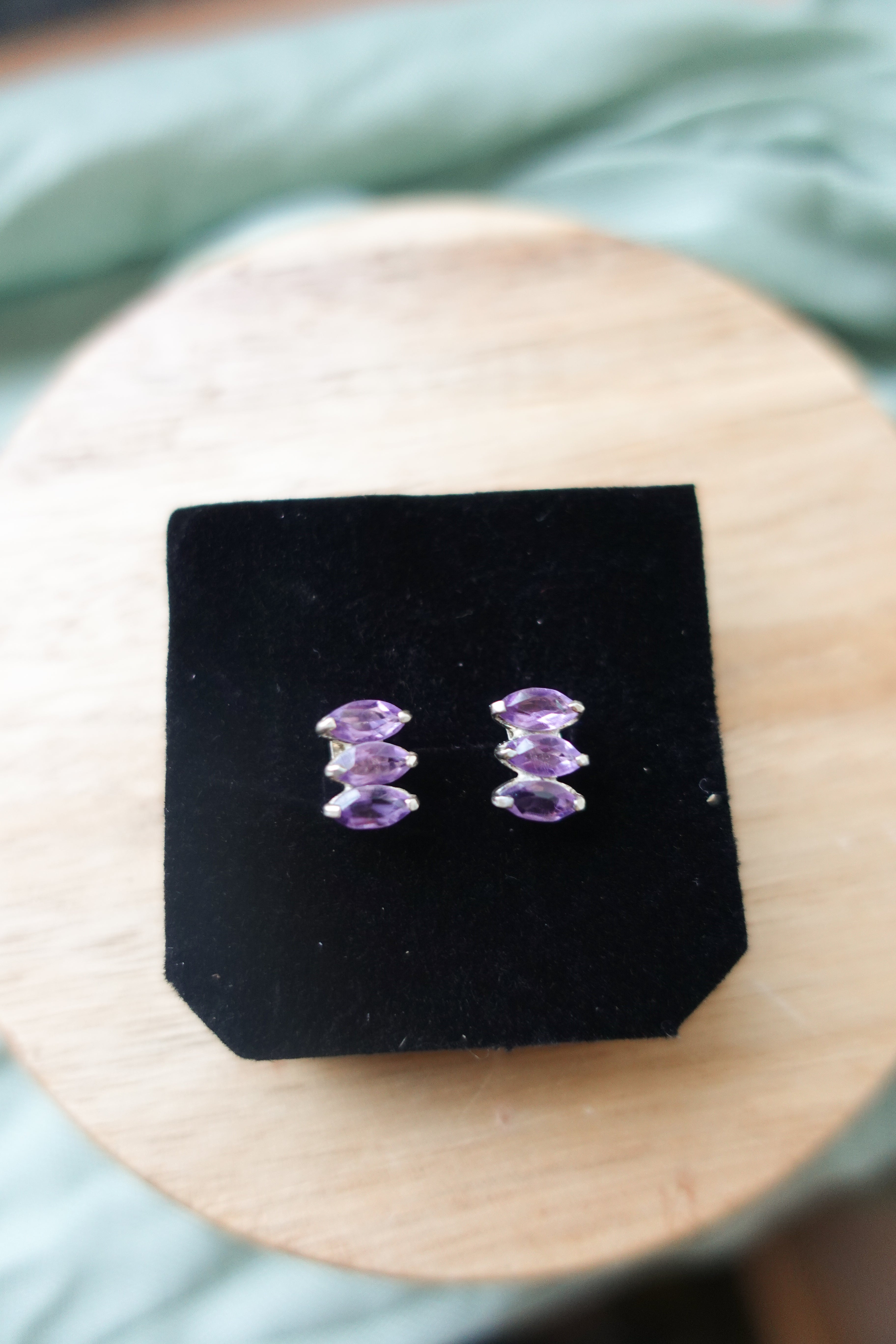 Amethyst 3 Stud- Stirling Silver