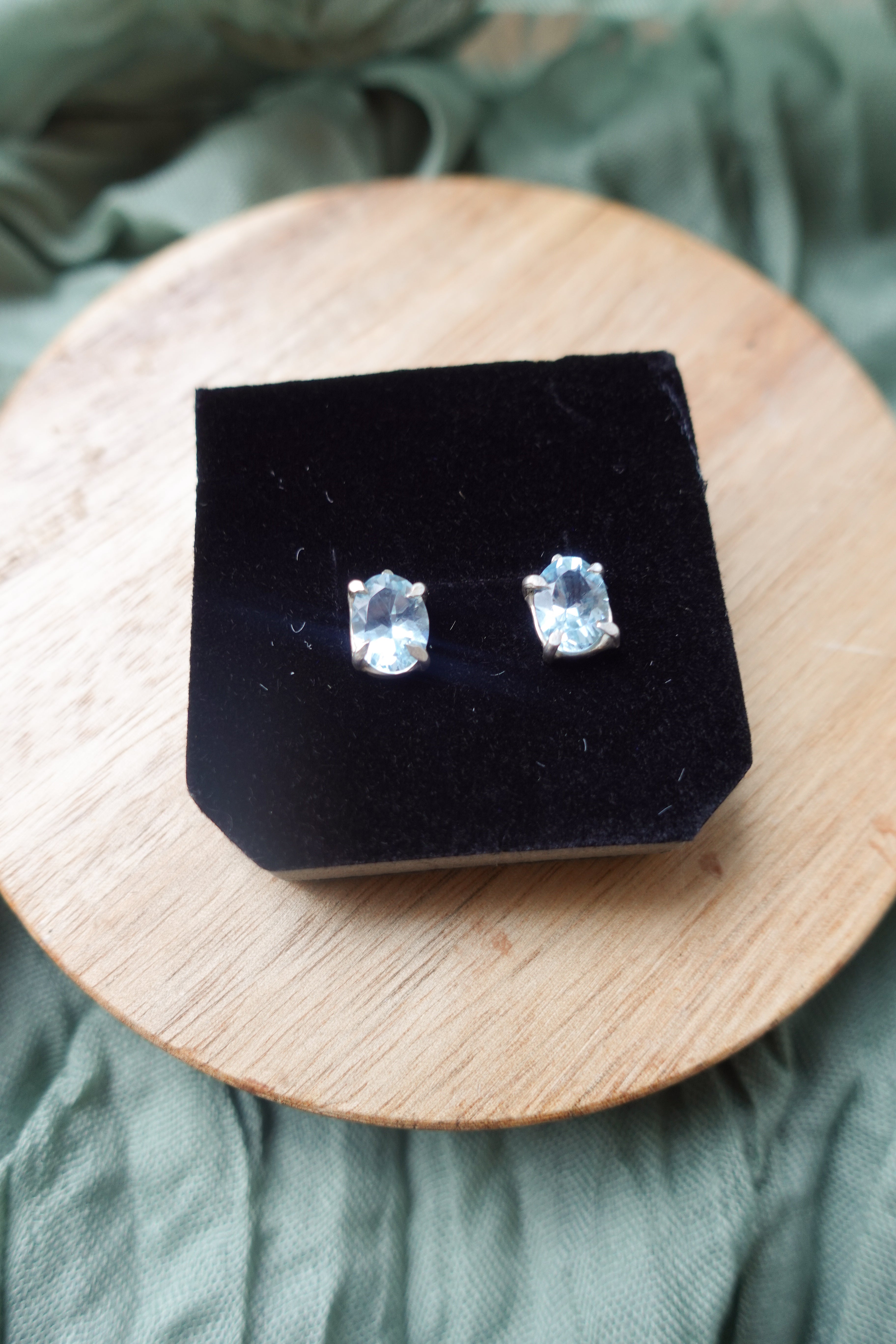 Blue Topaz Studs-Stirling Silver