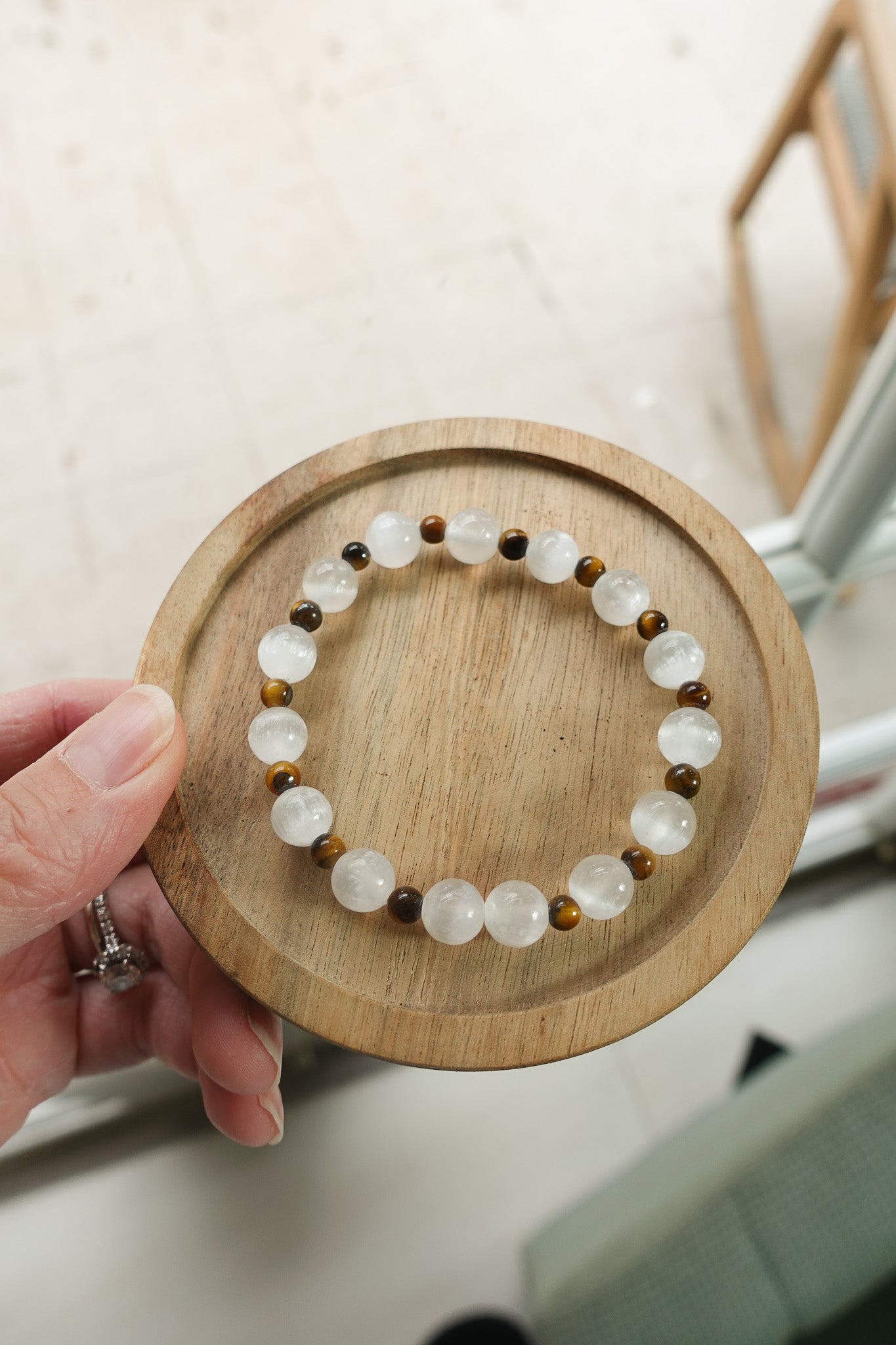 Selenite Tigers Eye Bracelet