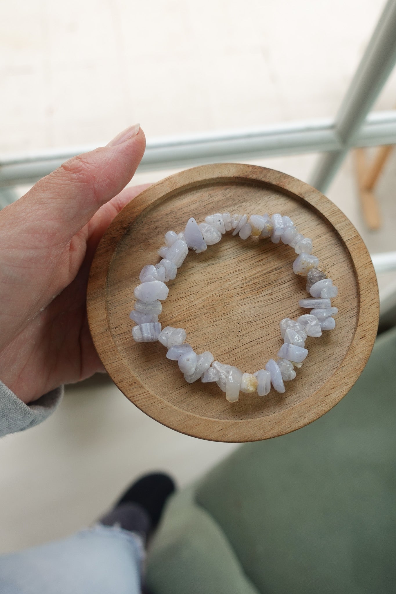 Blue Lace Agate Bracelet Raw