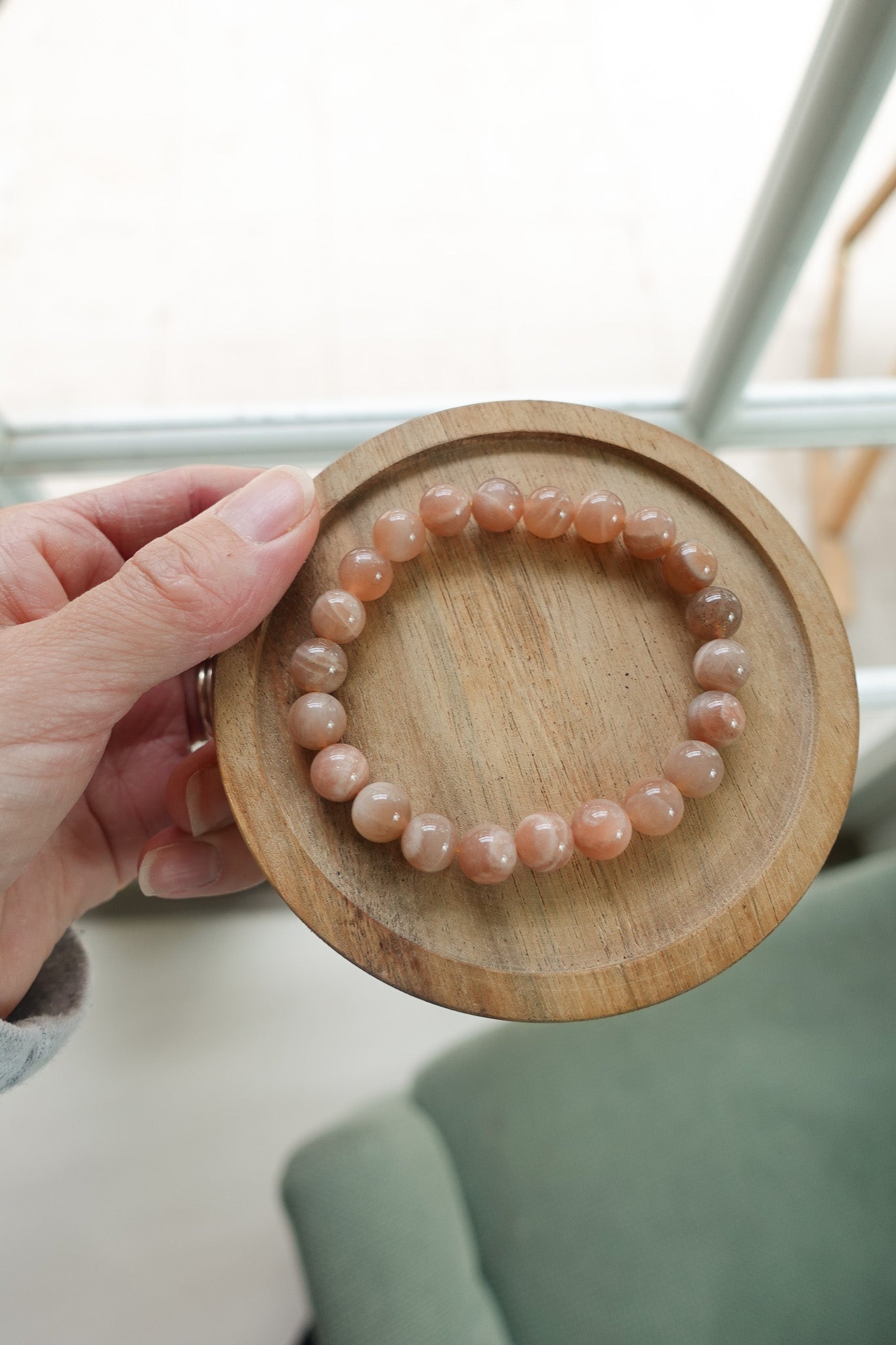 Moonstone Peach Bracelet 8mm
