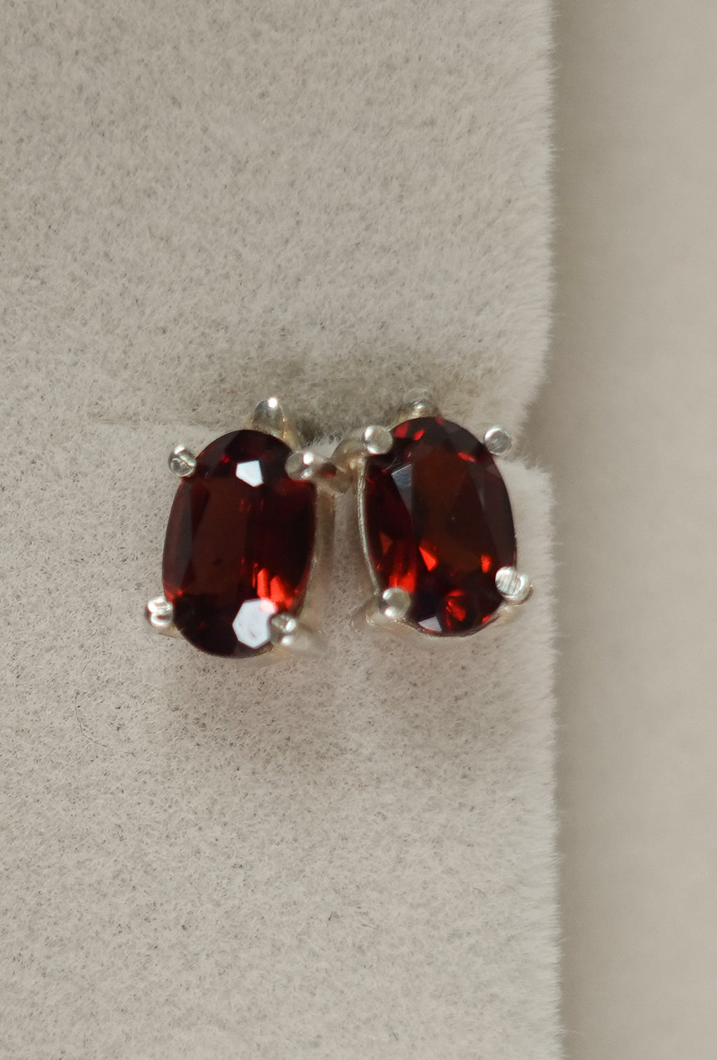 Garnet Studs- Stirling Silver