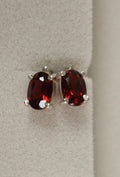 Garnet Studs- Stirling Silver