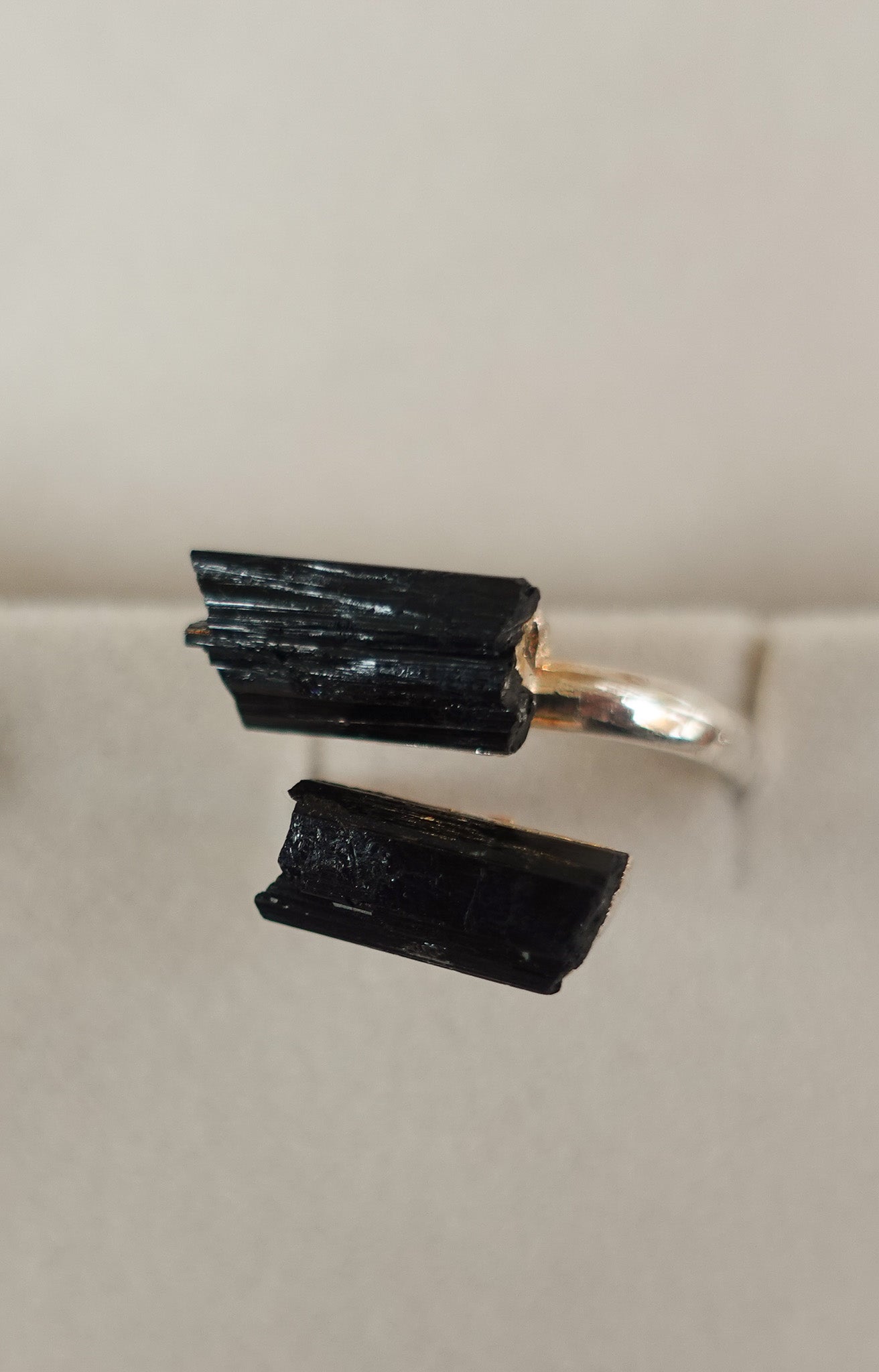 Black Tourmaline Ring - Silver Plated