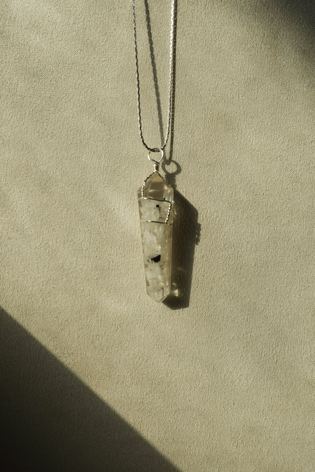 Rainbow Moonstone Orgonite Necklace 24 Inch