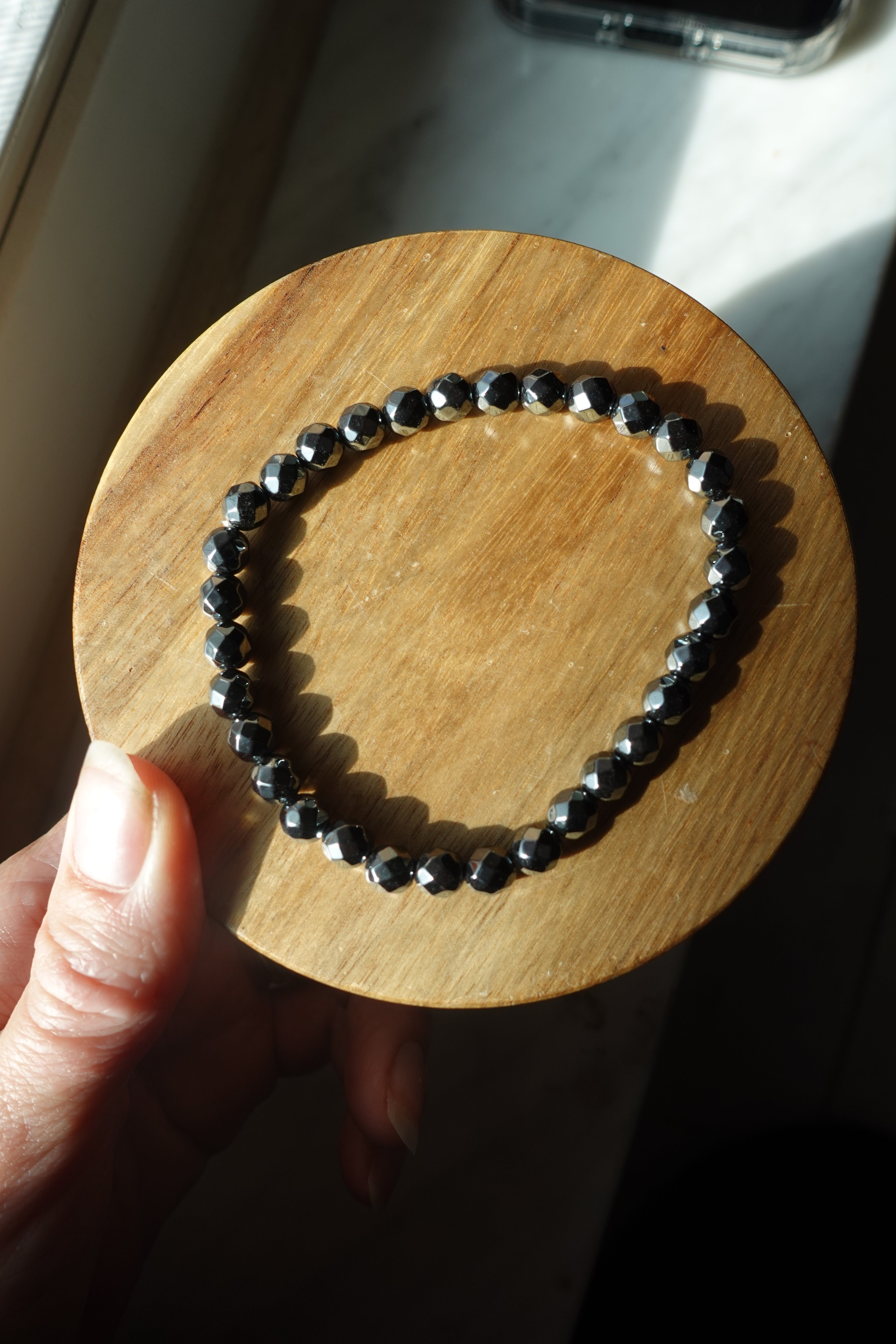 Hematite Faceted 6mm Bracelet
