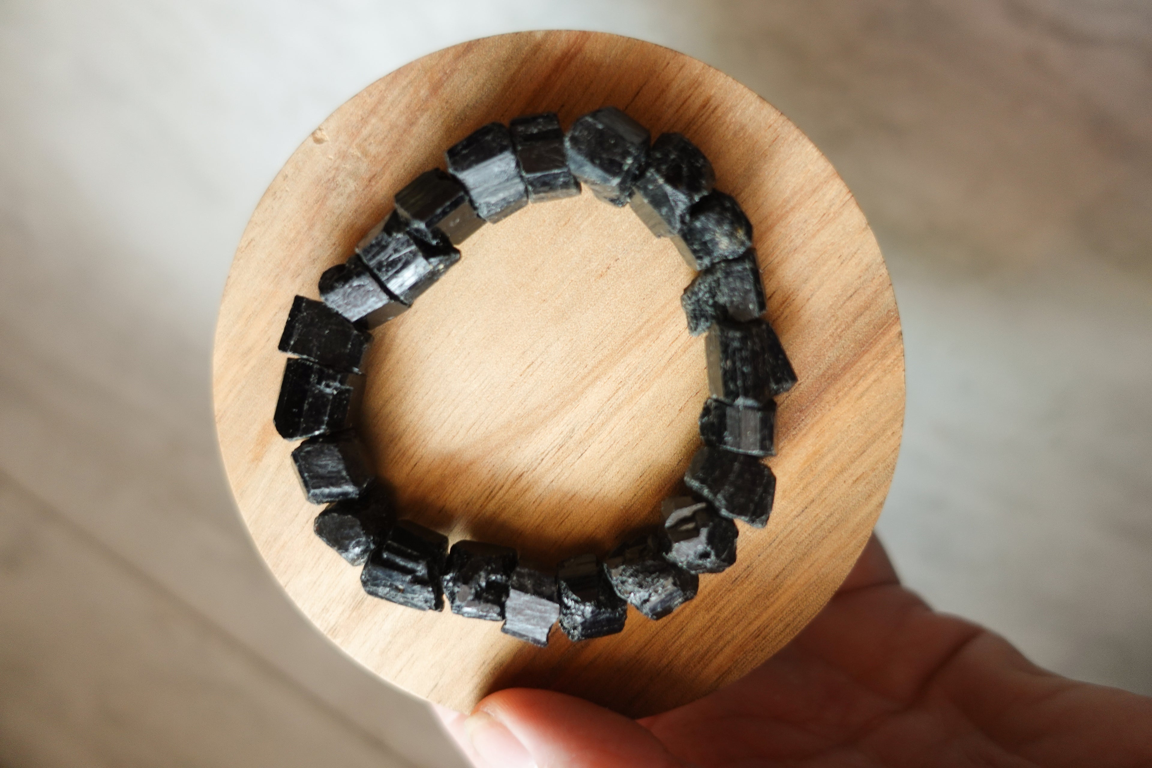 Black Tourmaline Rough 6mm Bracelet