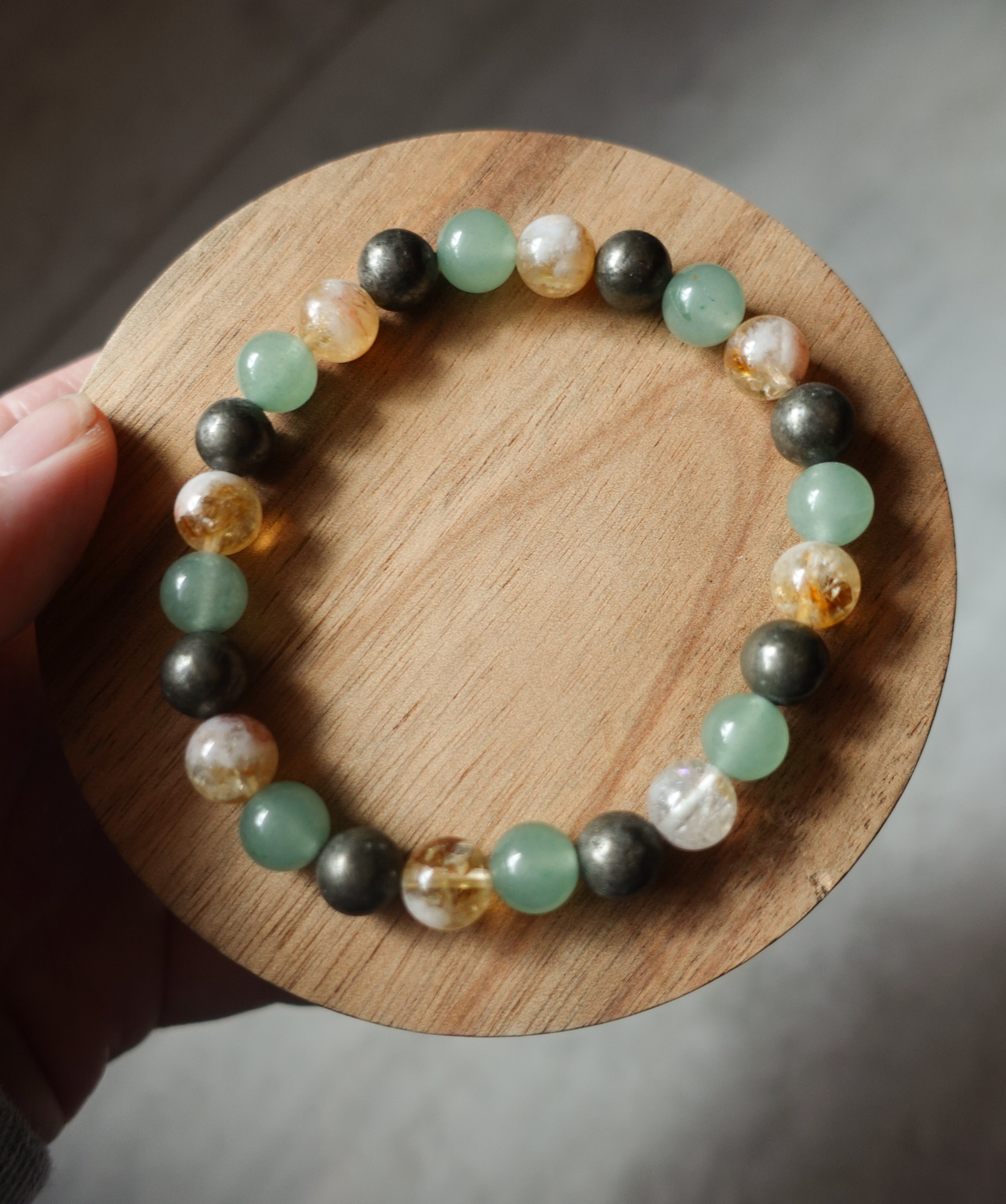 Pyrite, Citrine, Green Aventurine 6mm Bracelet
