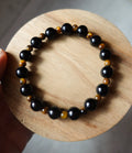Tigers Eye, Black Obsidian 6mm Bracelet